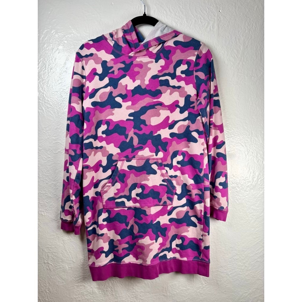 Lands' End Hoodie Dress Pink Purple Camo XL Swimsuit Coverup Athleisure Sporty
